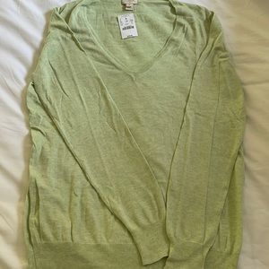 Nwt jcrew factory vneck cotton sweater M green